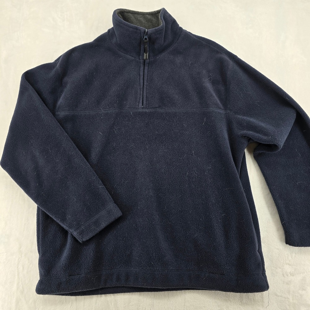 St. John's Bay Pullover Mens Medium Pullover Navy Blue Quarter Zip Fleece